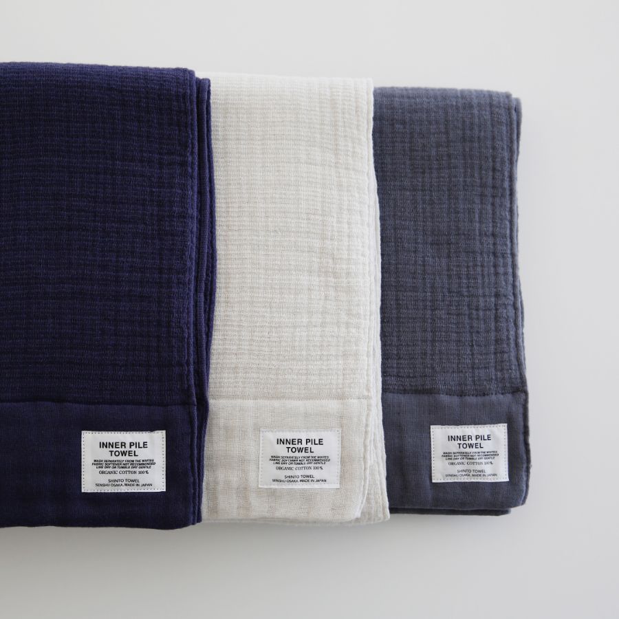 ＜SHINTO TOWEL＞INNER PILE   フェイスタオル   Navy　3枚セット MST0023