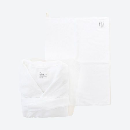 ＜SHINTO TOWEL＞YUKINE　バスローブ/SIZE01　White・YUKINE　バスマット　shiro　セット MST0074