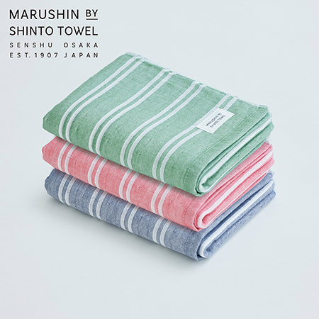 ＜MARUSHIN by SHINTO TOWEL＞シマダブル色地 フェイスタオル3枚セット（シャドウ・レッド・フォレスト） MST0084