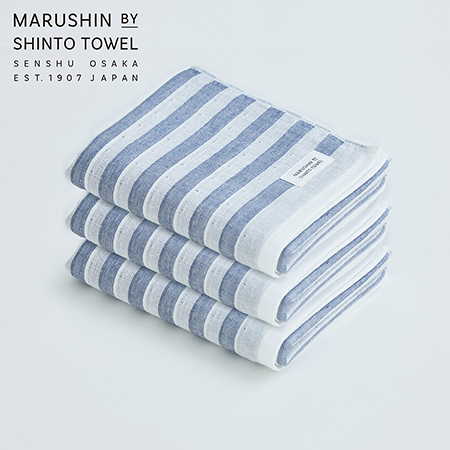 ＜MARUSHIN by SHINTO TOWEL＞シマ シングル フェイスタオル3枚セット（シャドウ） MST0089