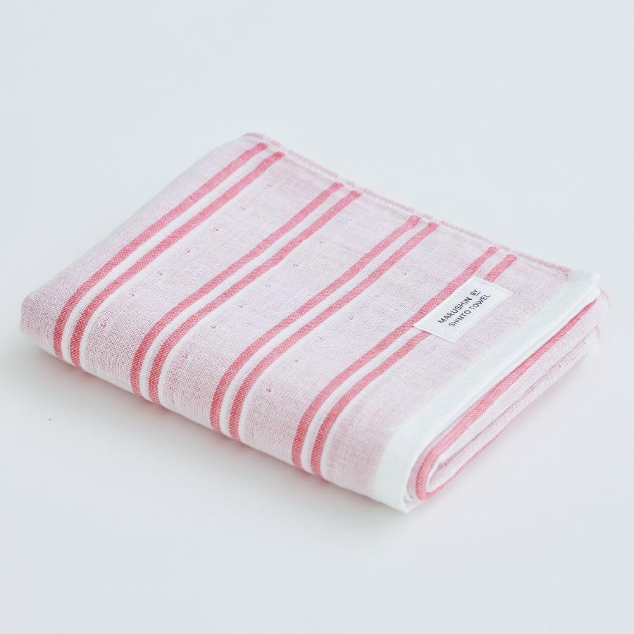 ＜MARUSHIN by SHINTO TOWEL＞シマレッド フェイスタオル3枚セット（ダブル白地・ダブル色地・シングル）MST0093