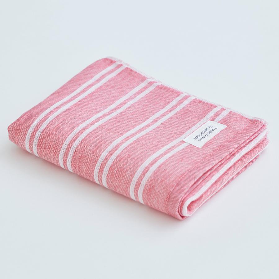 ＜MARUSHIN by SHINTO TOWEL＞シマレッド フェイスタオル3枚セット（ダブル白地・ダブル色地・シングル）MST0093