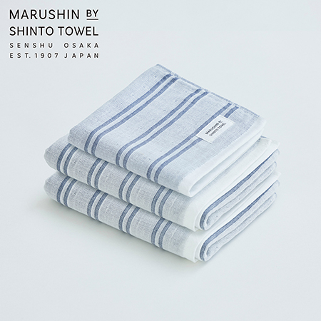 ＜MARUSHIN by SHINTO TOWEL＞シマダブル白地 フェイスタオルシャドウ2枚・ハンドタオルシャドウ1枚セットMST0095