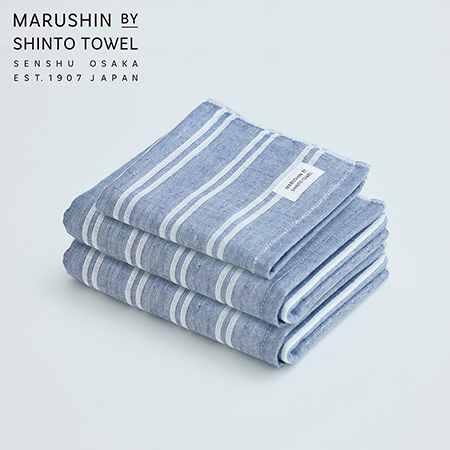 ＜MARUSHIN by SHINTO TOWEL＞シマダブル色地フェイスタオル/シャドウ2枚・ハンドタオル/シャドウ1枚 MST0104