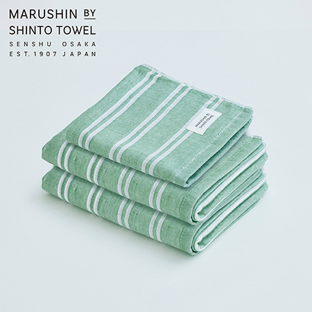 ＜MARUSHIN by SHINTO TOWEL＞シマダブル色地フェイスタオル/フォレスト2枚・ハンドタオル/フォレスト1枚MST0110