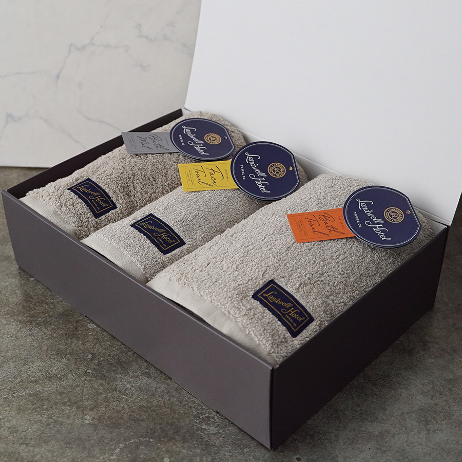 ＜Shinko Towel＞Landwell Hotel　バスタオル・フェイスタオル・バスマット各１枚（全４色）