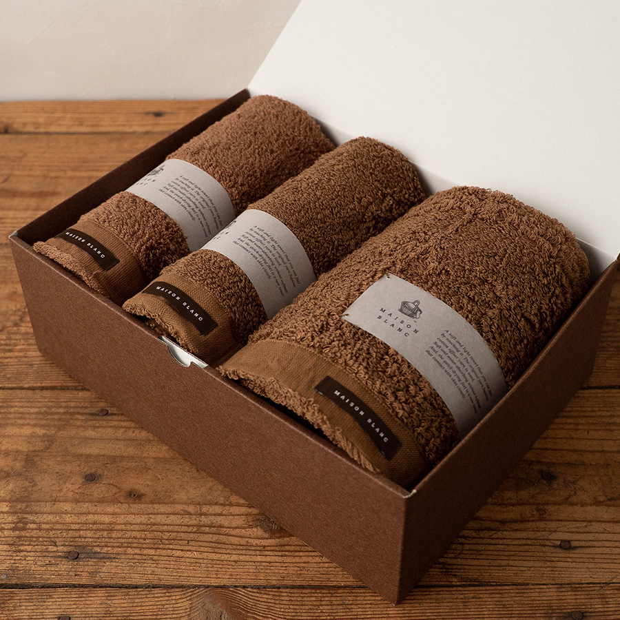 ＜Shinko Towel＞MAISON BLANC　バスタオル・フェイスタオル・バスマット各１枚（全５色）