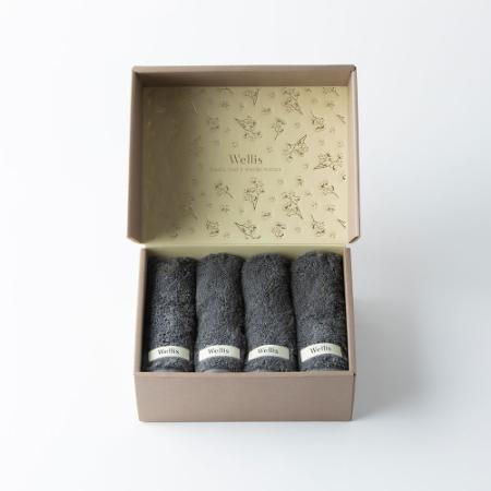 ＜Wellis＞ウォッシュタオル４枚（箱入り）（009_8005）