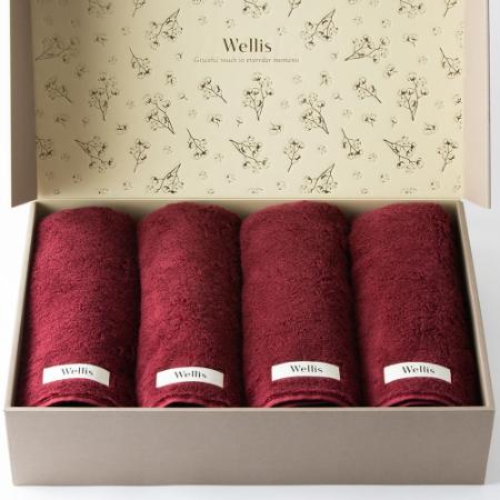＜Wellis＞バスタオル４枚（箱入り）（009_8009）