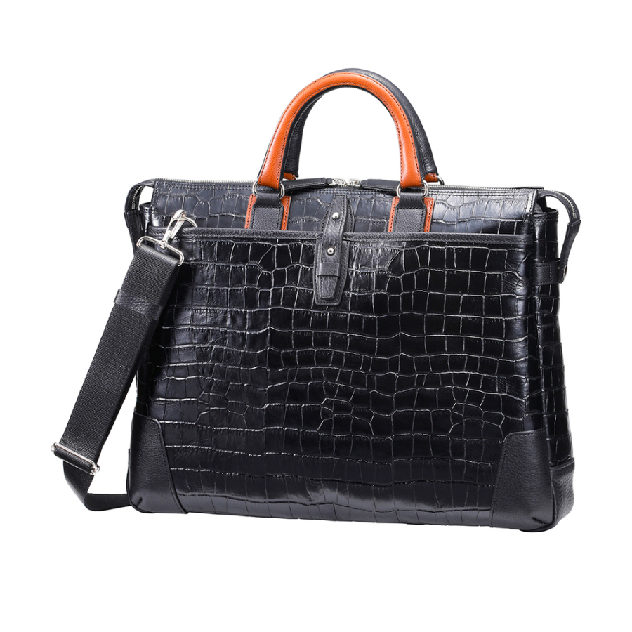 ＜craftsmanship＞豊岡鞄　craftsmanshipクロコ型ブリーフ（197712）ブラック