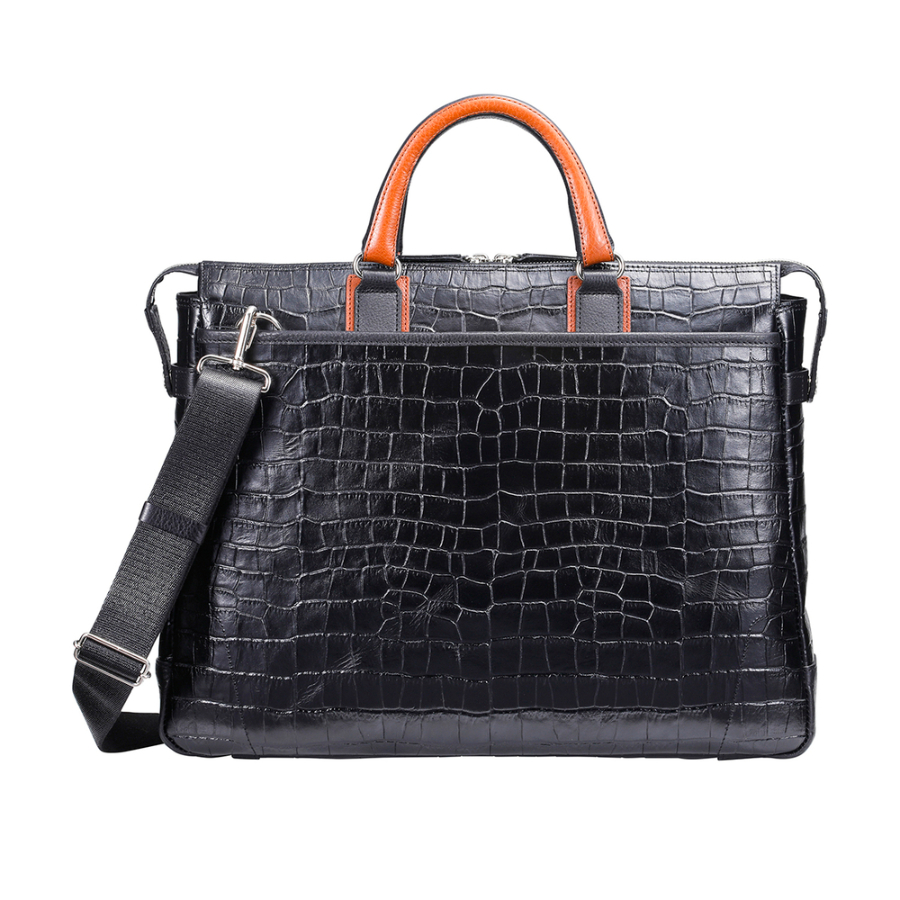 ＜craftsmanship＞豊岡鞄　craftsmanshipクロコ型ブリーフ（197712）ブラック