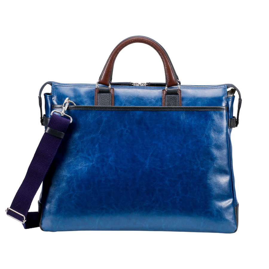 <ORIGINAL BASIC>豊岡鞄 帆布PU×皮革ソフトブリーフ(080117)(ブルー)