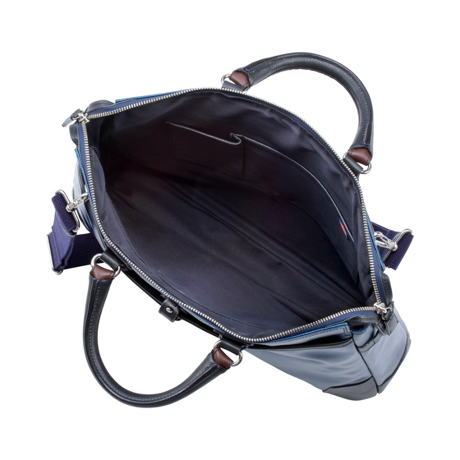 <ORIGINAL BASIC>豊岡鞄 帆布PU×皮革ソフトブリーフ(080117)(ブルー)