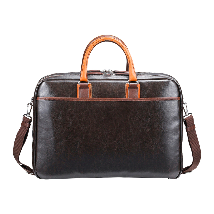 <ORIGINAL BASIC>豊岡鞄 帆布PU×レザーソフトブリーフ2Room(500764)(チョコ)