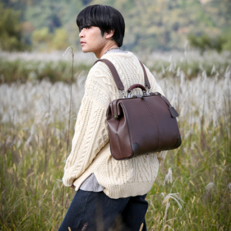 ＜YOUTA＞豊岡鞄　YOUTA YK2 LIZARD3WAY 横ダレスL （チョコ）