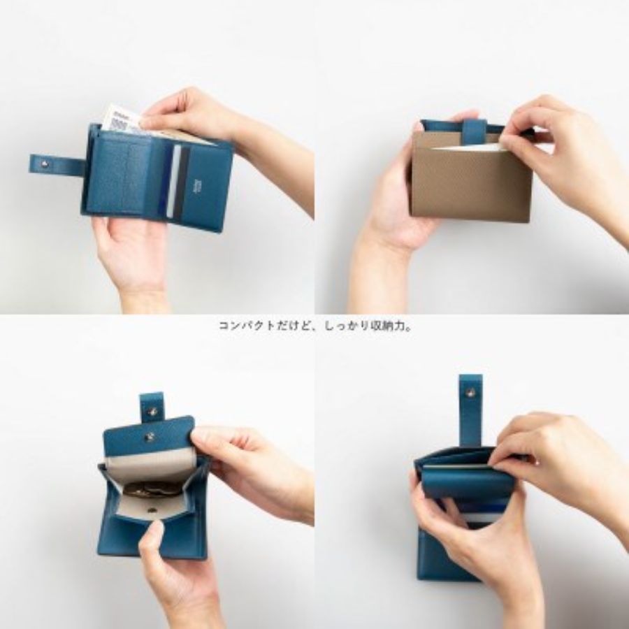 <Atelier nuu>豊岡財布noble 二つ折れウォレットNU70-102(トープ×ブルー)