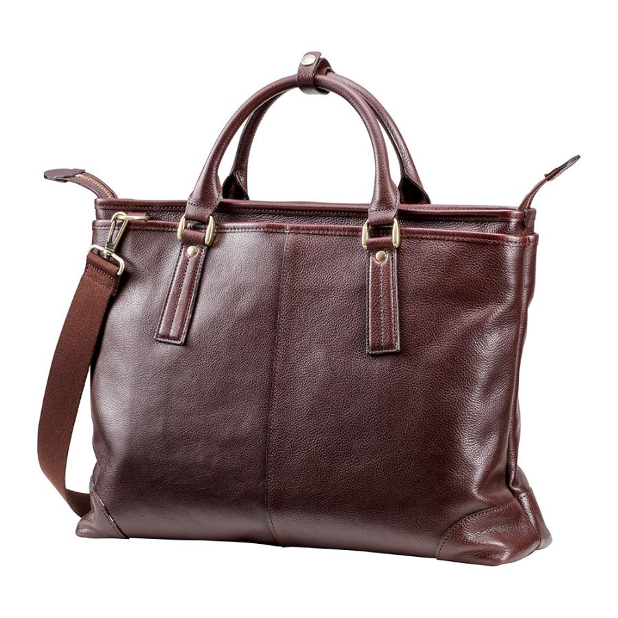 <ORIGINAL BASIC>豊岡鞄 皮革横型手提げ(チョコ)818104