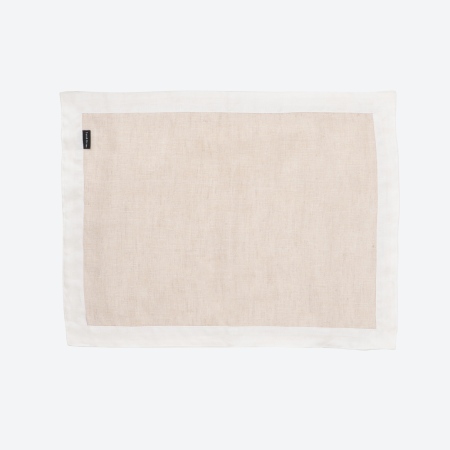 【Sarah Grace】フレンチリネンプレースマット（ナチュラル×ホワイト ） 35cm×45cm