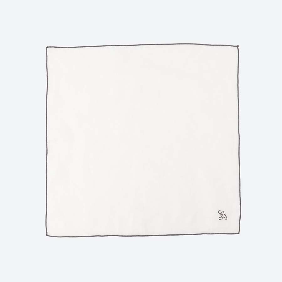 【Sarah Grace】フレンチリネンナプキンモノグラム（ホワイト） 40cm×40cm 2枚セット