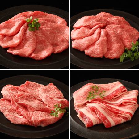 ＜帝神志方ミート＞A5ランク「神戸牛」すき焼き用4種セット（もも・かた・ロース・ばら）各200g（計800g）