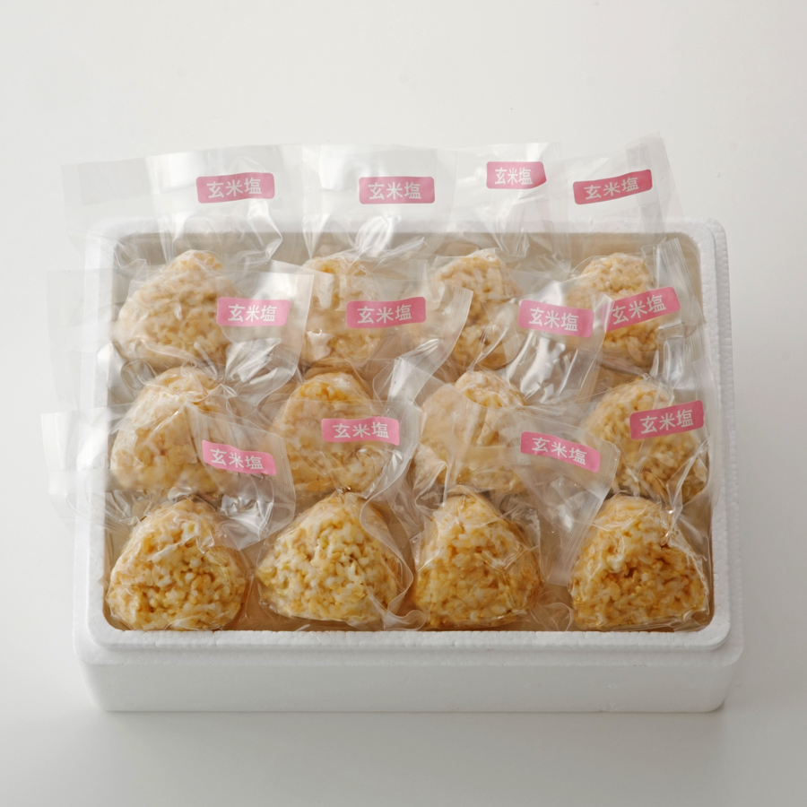 ＜アイガモの谷口＞”農薬不使用栽培米”「玄米塩おむすび」12個