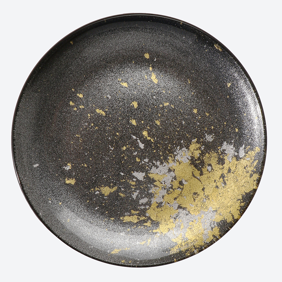 <塗り工房ふじい>フラットプレートS・メタル金箔ブラック
