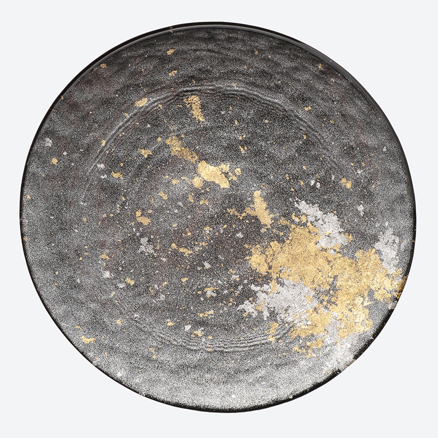 <塗り工房ふじい>ロイヤルプレートM・メタル金箔ブラック