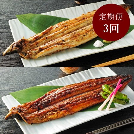 ＜福井鮮魚＞紀州備長炭焼き鰻「蒲焼き」＆「白焼き」各1尾（計2尾）【3ヵ月定期便】