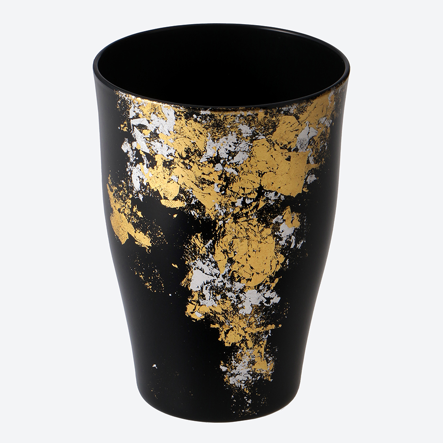 <塗り工房ふじい>グラスA370 2P・古代塗り金箔漆黒