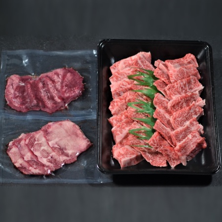 鳥取県産牛タン（タン元とタン中）と鳥取和牛焼肉盛り 合計730g