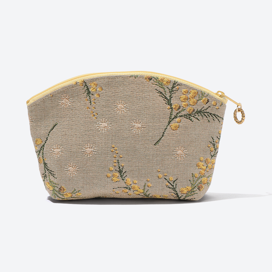 <ベル・ブランシェ>ゴブラン織(機械織)BBポーチ大 ミモザグレー