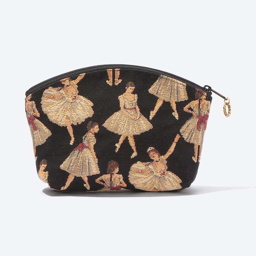 <ベル・ブランシェ>ゴブラン織(機械織)BBポーチ大 バレリーナ黒