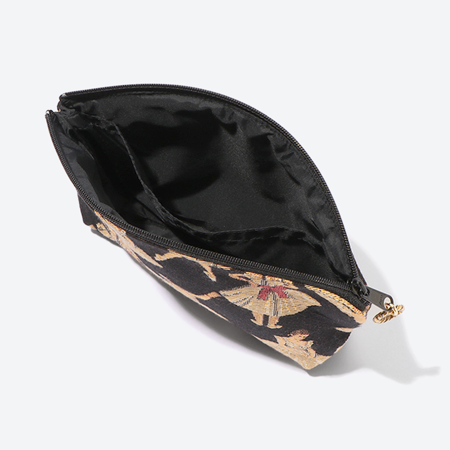 <ベル・ブランシェ>ゴブラン織(機械織)BBポーチ大 バレリーナ黒