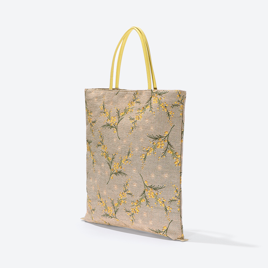 <ベル・ブランシェ>ゴブラン織(機械織)チェンジバッグ ミモザグレー