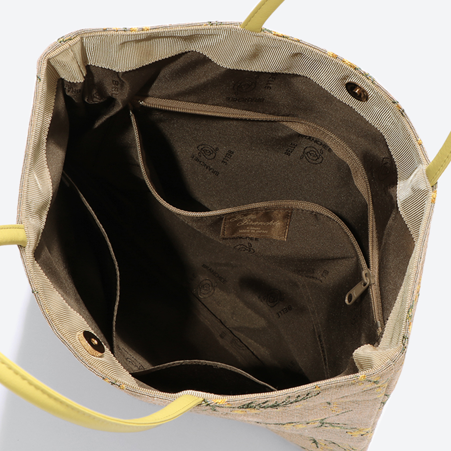 <ベル・ブランシェ>ゴブラン織(機械織)チェンジバッグ ミモザグレー