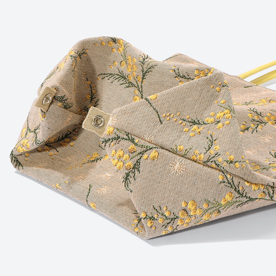 <ベル・ブランシェ>ゴブラン織(機械織)チェンジバッグ ミモザグレー