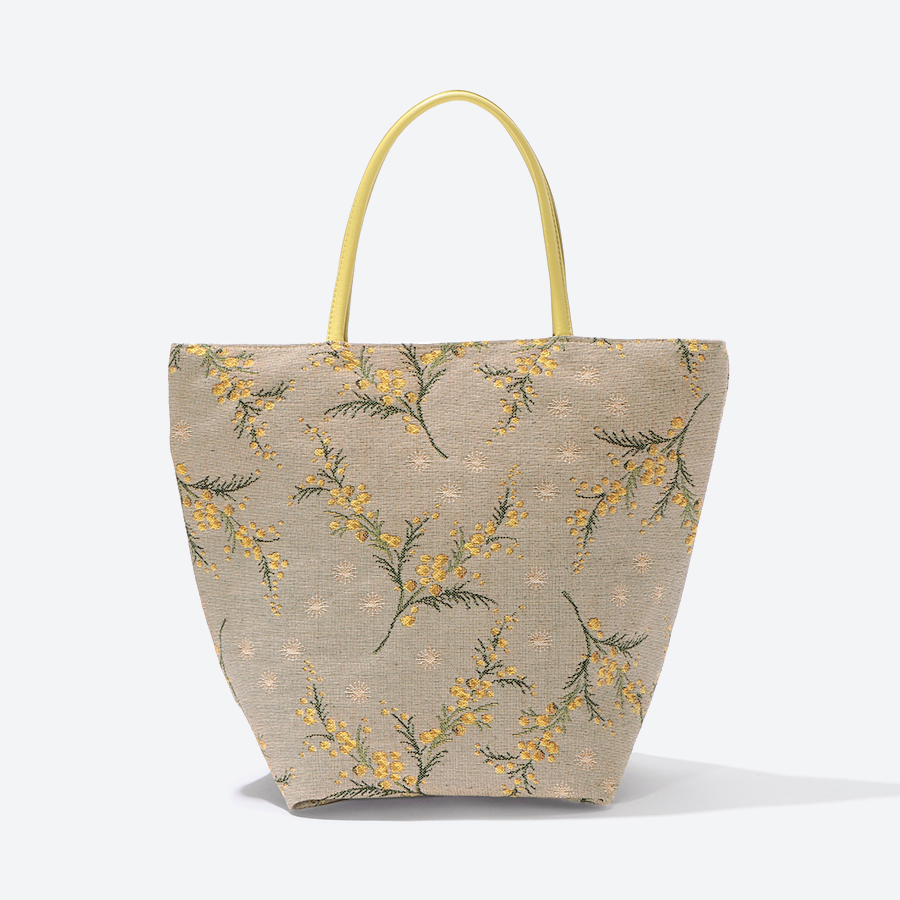 <ベル・ブランシェ>ゴブラン織(機械織)チェンジバッグ ミモザグレー