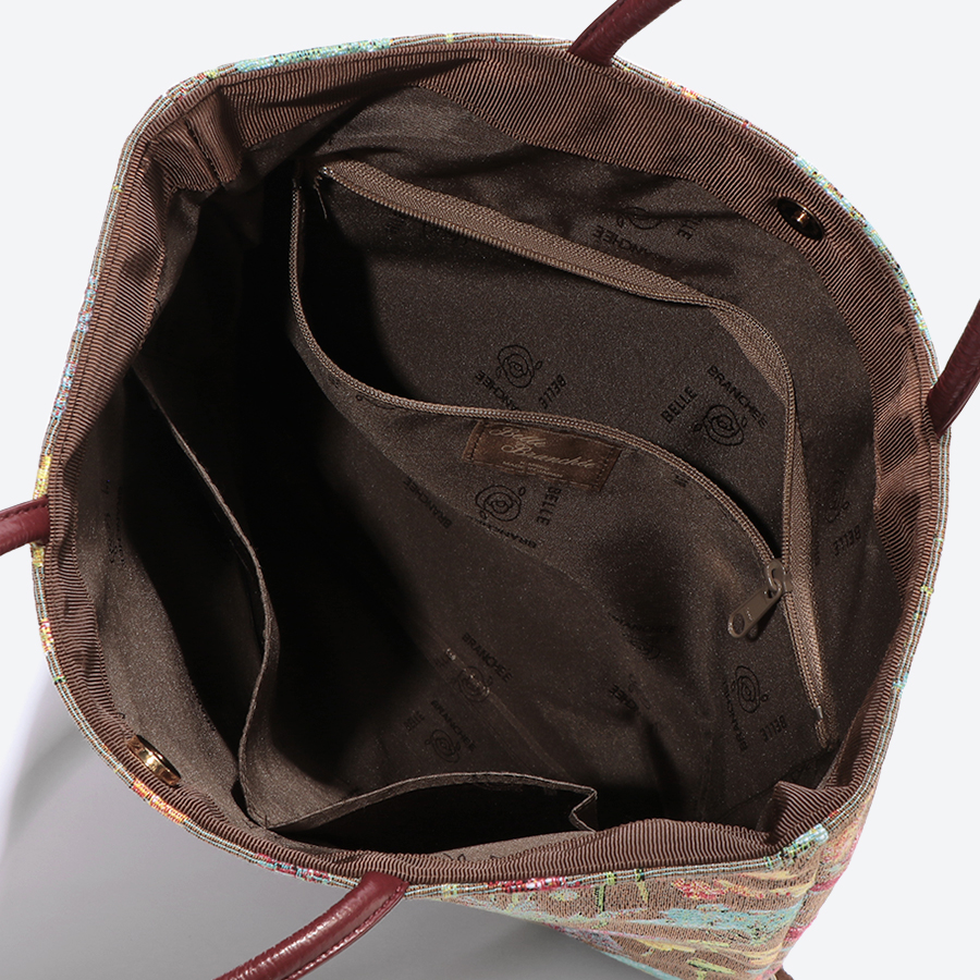 <ベル・ブランシェ>ゴブラン織(機械織)チェンジバッグ フルールラメ