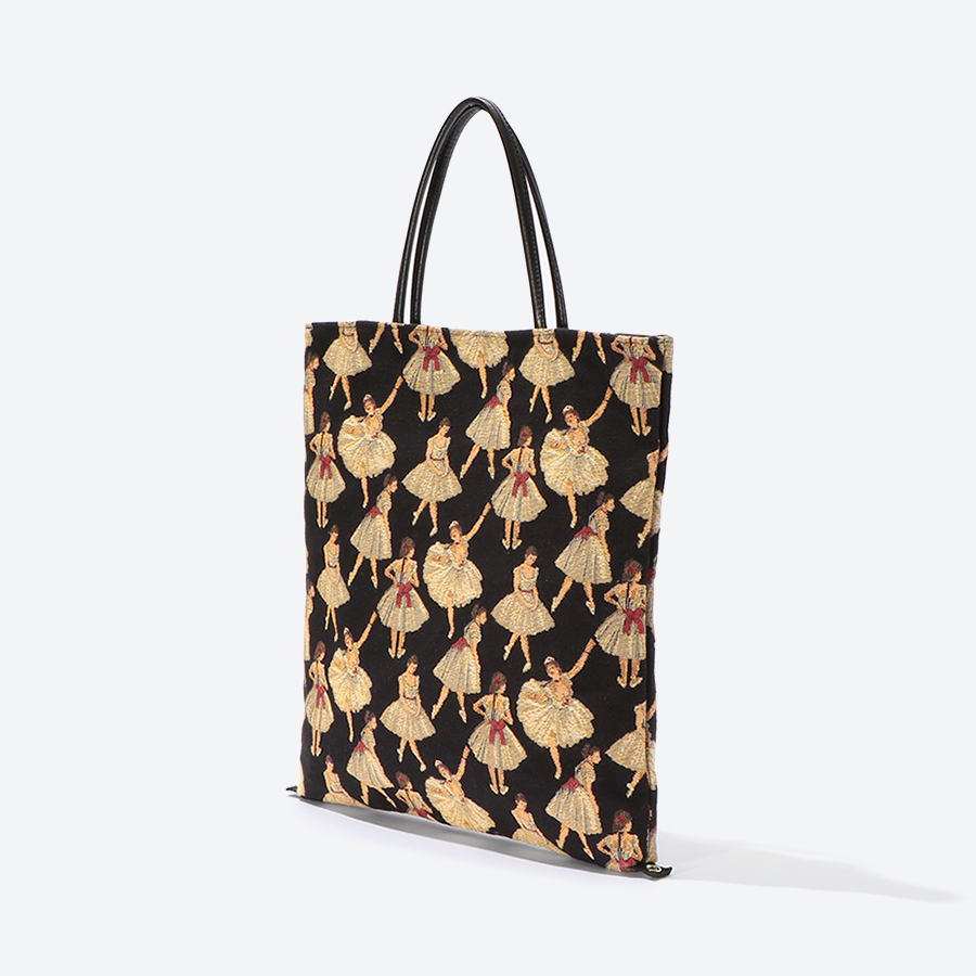 <ベル・ブランシェ>ゴブラン織(機械織)チェンジバッグ バレリーナ黒