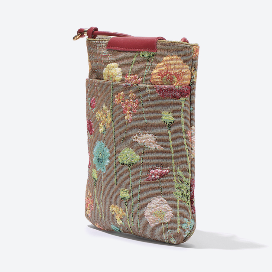 <ベル・ブランシェ>ゴブラン織(機械織)スマホポシェット フルールラメ