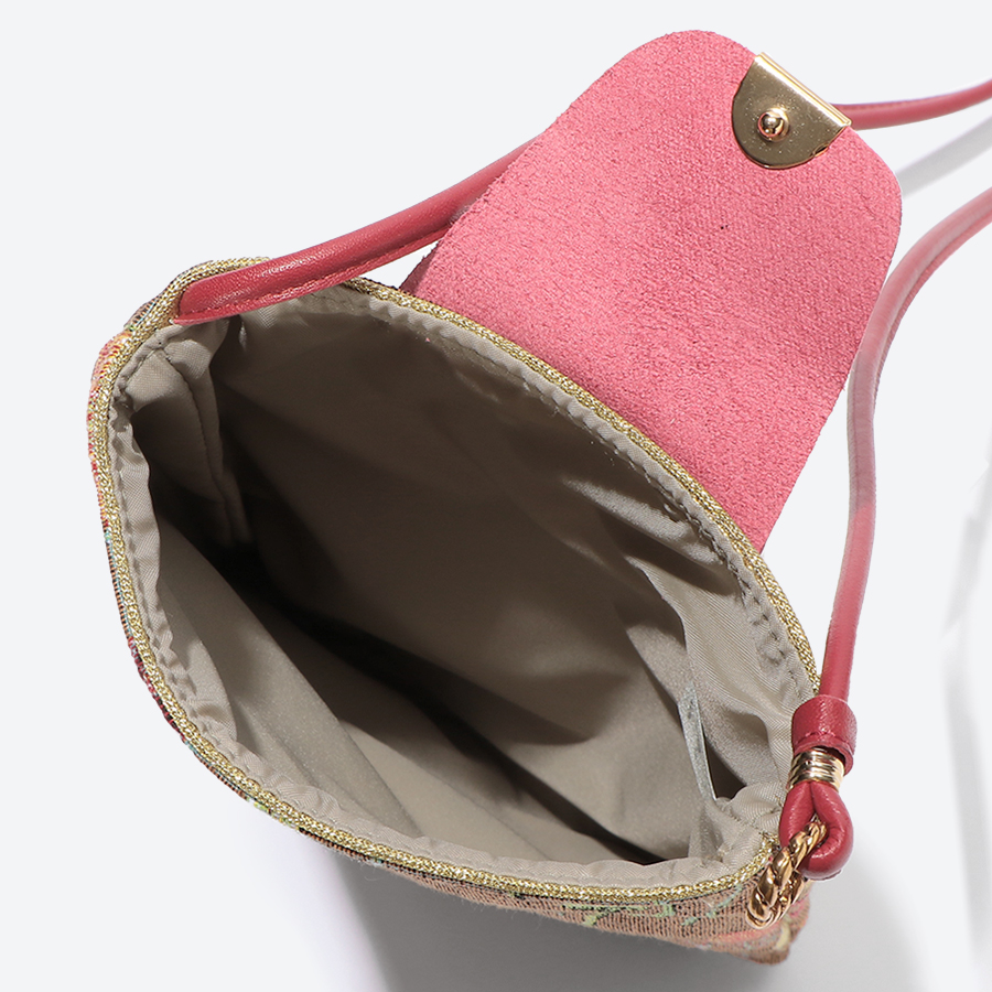 <ベル・ブランシェ>ゴブラン織(機械織)スマホポシェット フルールラメ