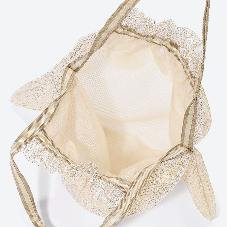 <ベル・ブランシェ>ロンネットギャザー手さげ ゴールド