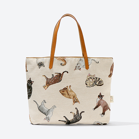 ＜ベル・ブランシェ＞ジャカード織手さげミニ　ネコ