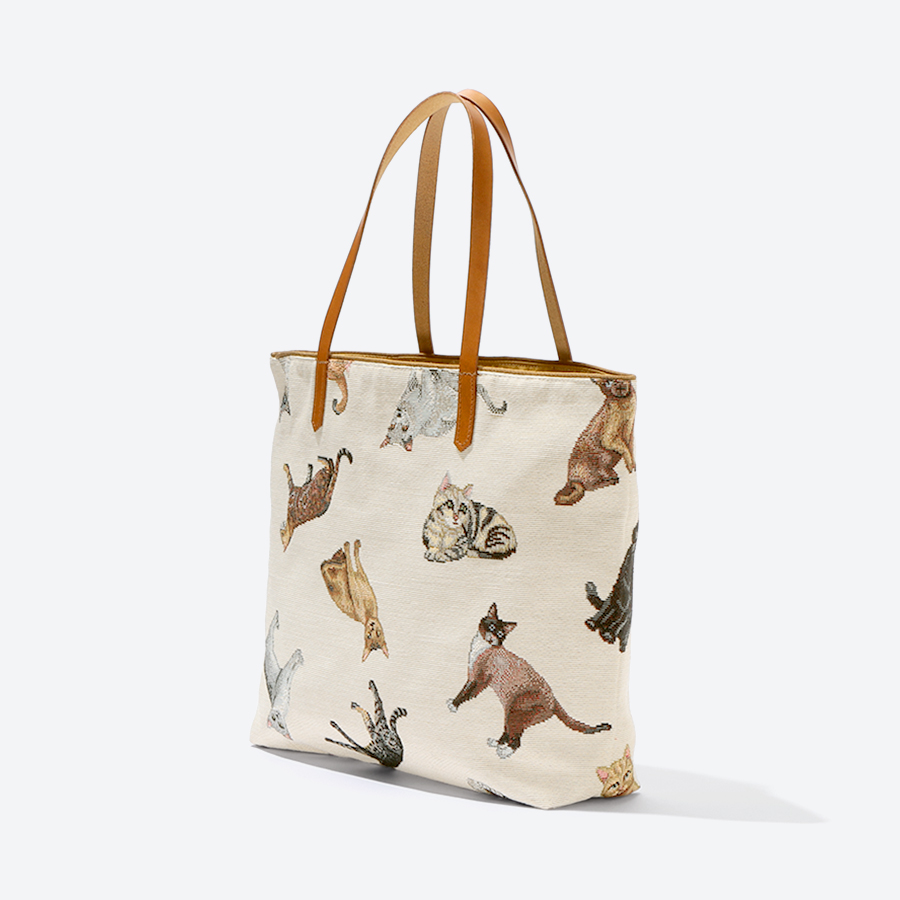 <ベル・ブランシェ>ジャカード織手さげミニ ネコ