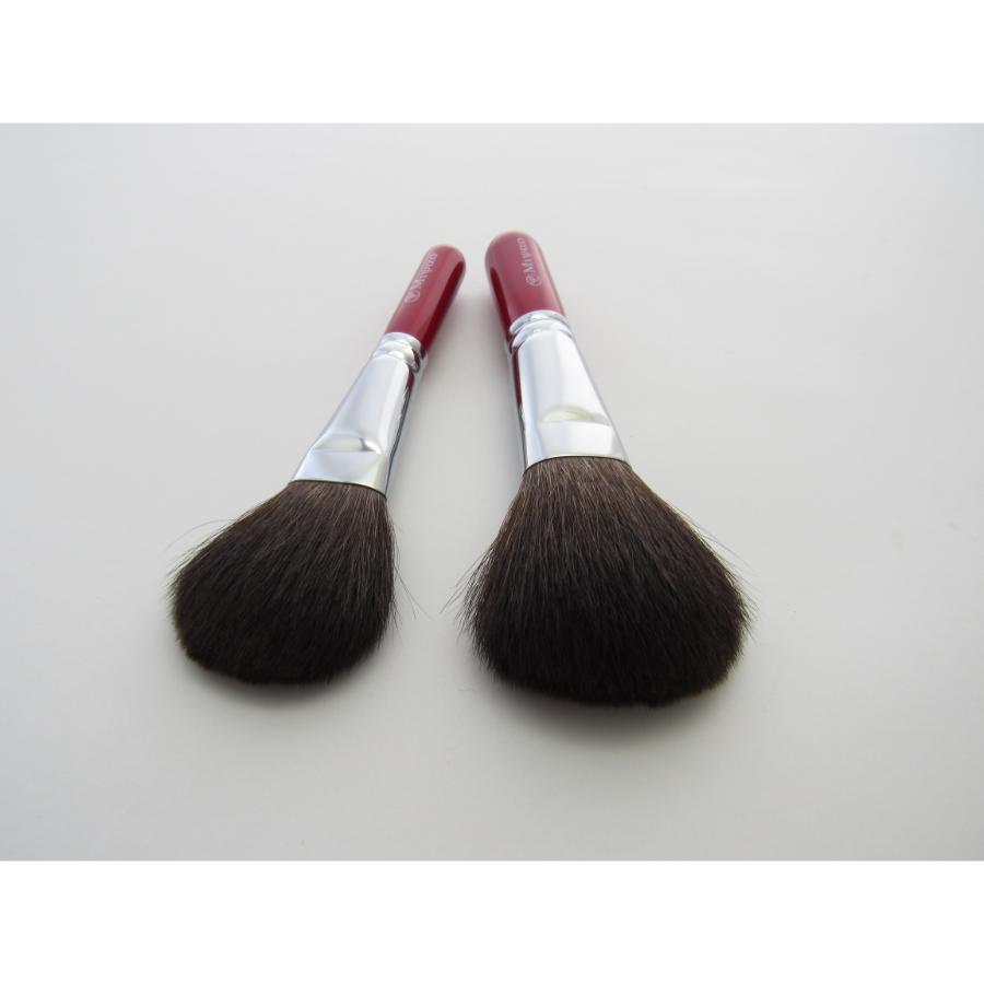 ＜癒しの熊野化粧筆宮尾＞熊野化粧筆　灰リス100%ブラシ レッドパール軸 2本セット(パウダー・チーク)BR-S-95