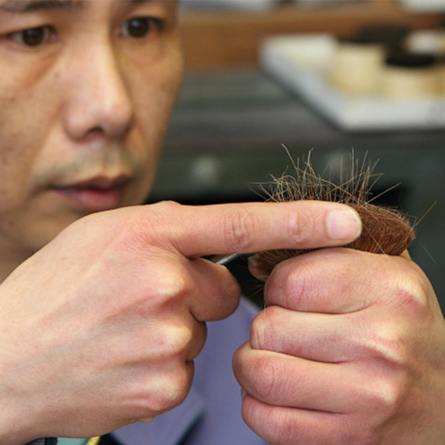 ＜癒しの熊野化粧筆宮尾＞熊野化粧筆　灰リス100%ブラシ レッドパール軸 2本セット(パウダー・チーク)BR-S-95