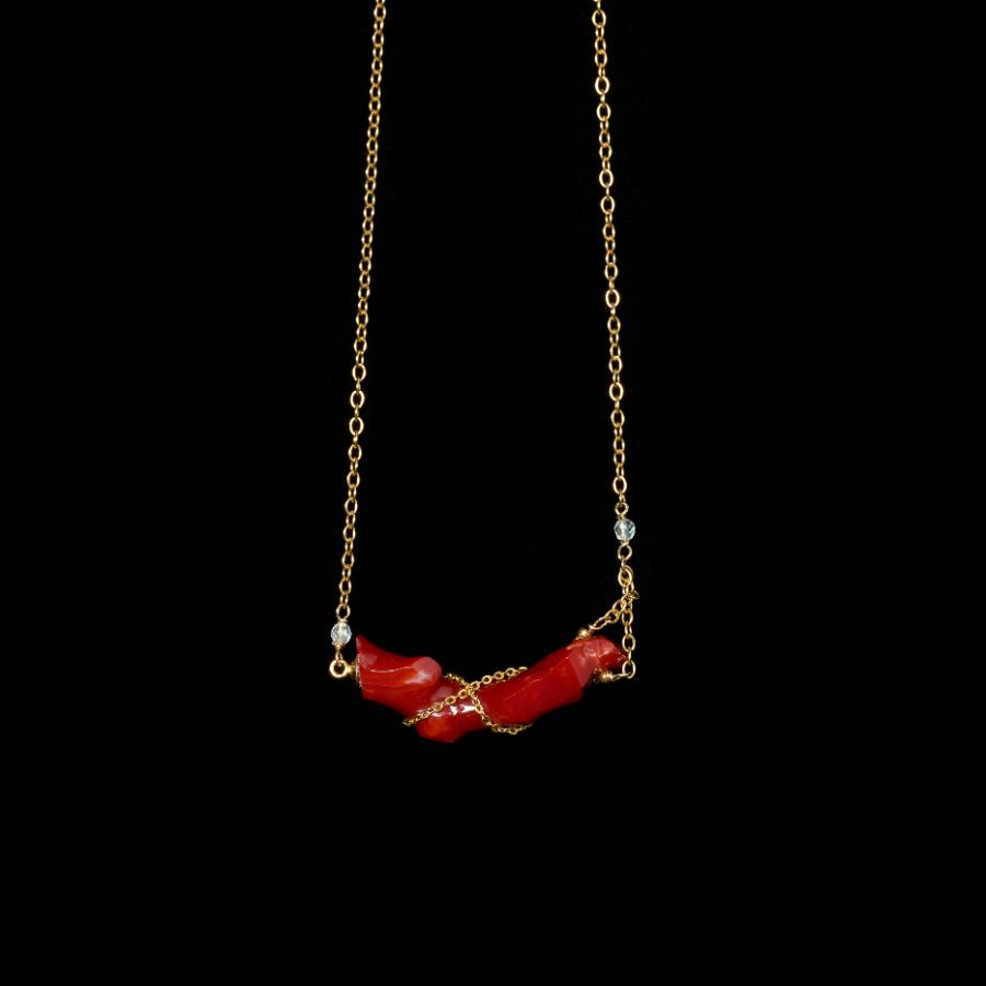 <Matsuyoi>高知県産血赤珊瑚ネックレス(横型)