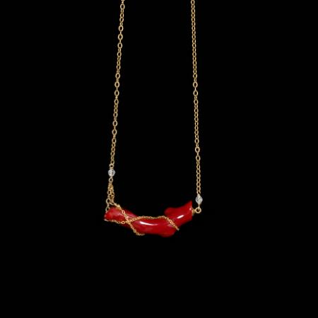 ＜Matsuyoi＞高知県産血赤珊瑚ネックレス（横型）