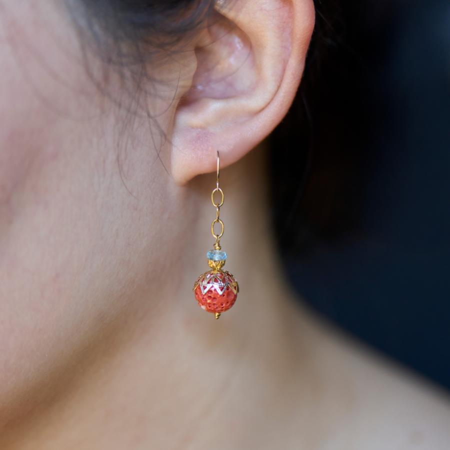 <Matsuyoi>高知県産スダマ赤珊瑚ピアス