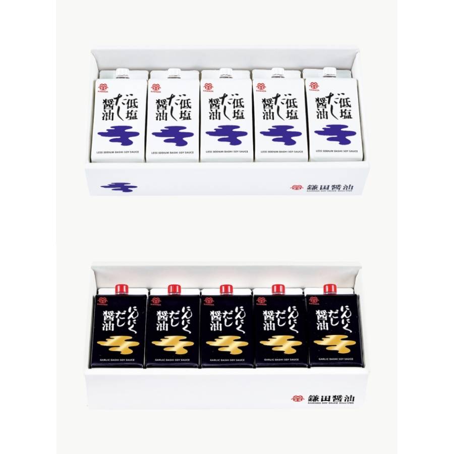 ＜鎌田醤油＞低塩だし醤油・にんにくだし醤油セット200ml×各5ヶ